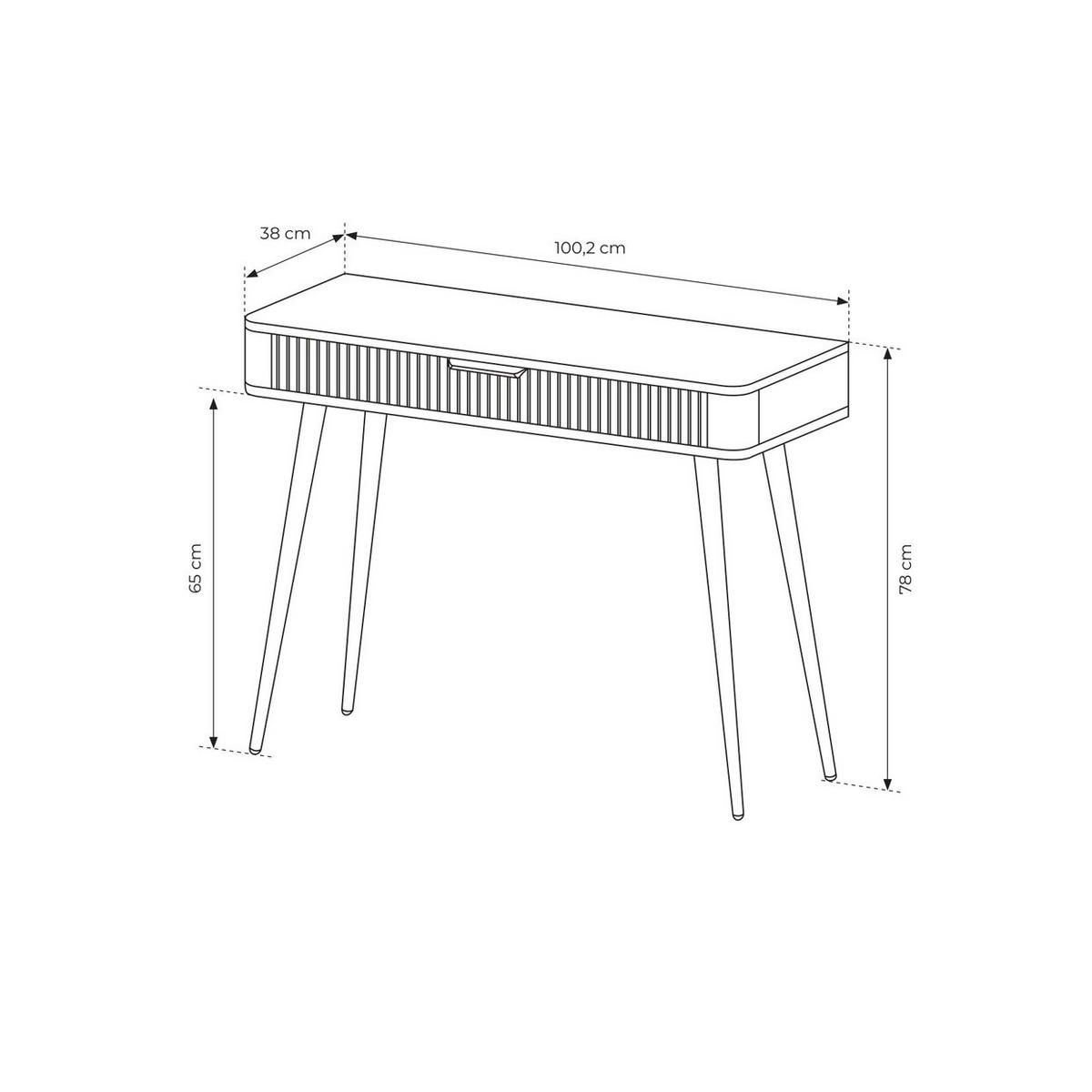 SCHMINKTISCH 100 cm Brando, Schublade, Schwarz - Schwarz, Holz/Metall (100/78/38cm) - Emporius