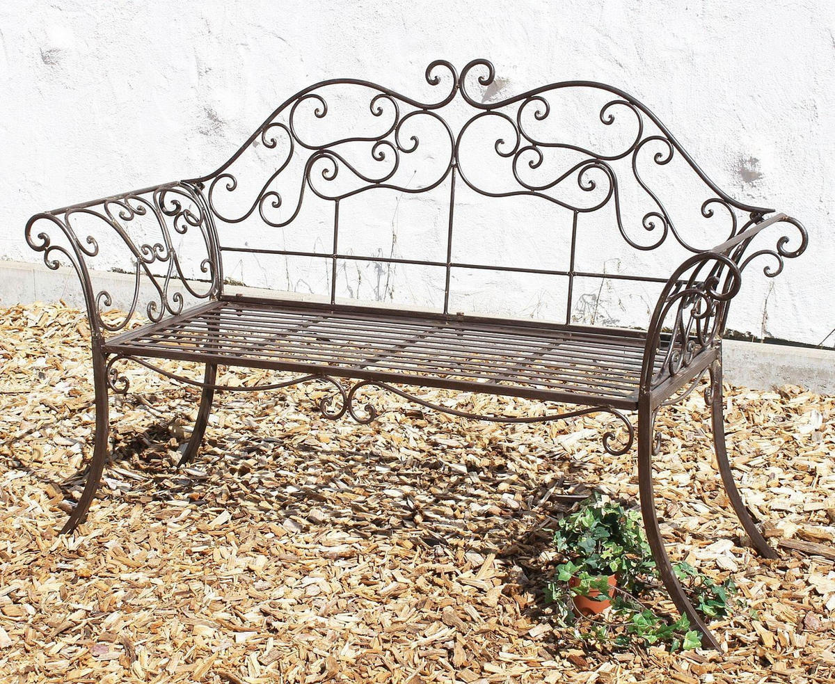 GARTENBANK 2-Sitzer Metall Braun 146/50/98 cm - Braun, Metall (146/98/50cm) - DanDiBo