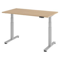 SCHREIBTISCH elektrisch XDSM 80/140/74 cm in Eichefarben/Silberfarben - Eichefarben/Silberfarben, Holzwerkstoff (80/140/74cm) - bümö