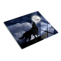 GLASPLATTE 60x52 cm Wolf Heute ist Vollmond - Schwarz, Glas (60/0.4/52cm) - TULUP