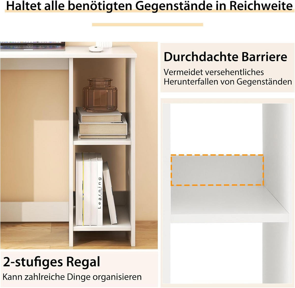 DATORBORD Vitt - Vit, Träbaserade material (40/80/74cm) - COSTWAY