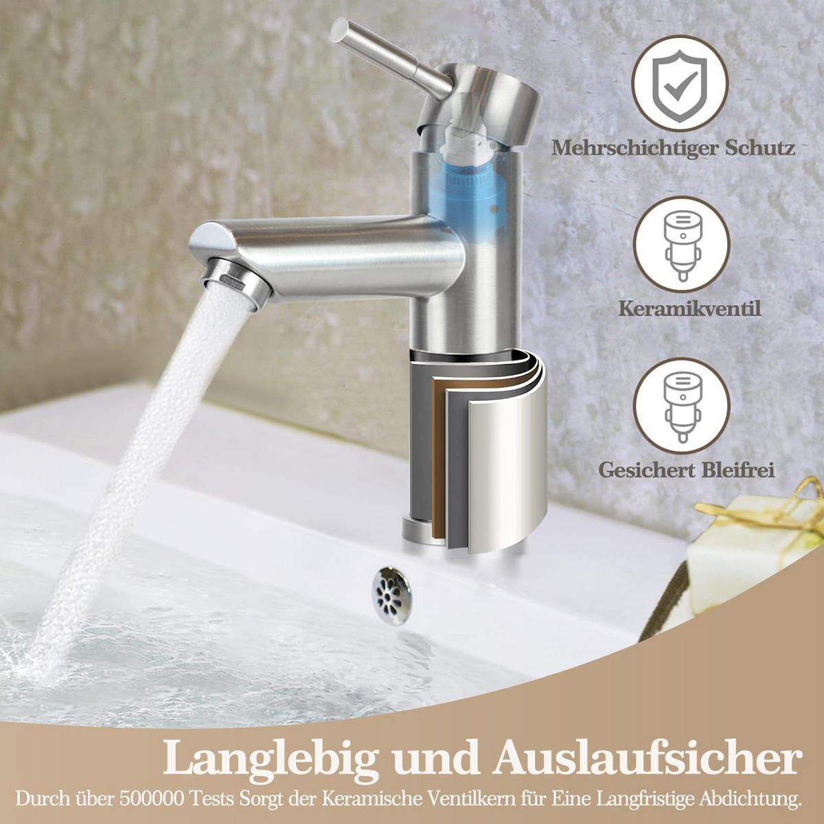 BADEZIMMERARMATUR, 17*16cm,silber - Silberfarben, Metall (29/7/21cm) - Vallsero