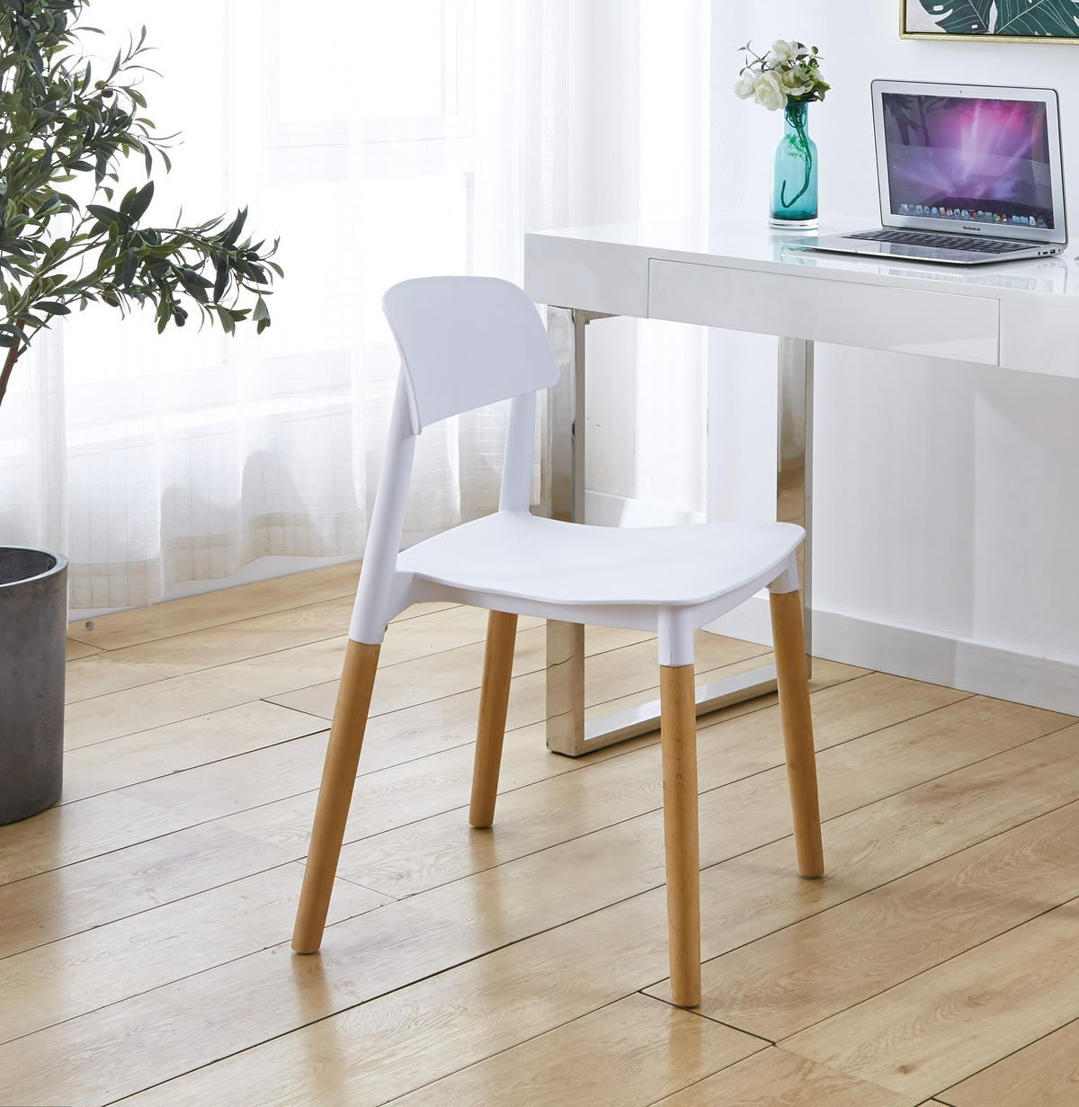 STUHL 4er-Set Polypropylen Weiß - Weiß, Kunststoff (45/75/46cm) - Nordlys