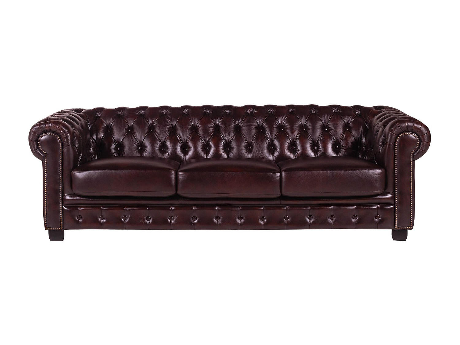 SOFA ohne Schlafmöglichkeit - 4 Personen - Leder - Bordeaux - - Bordeaux, Leder (240/73/99cm) - Vente-Unique