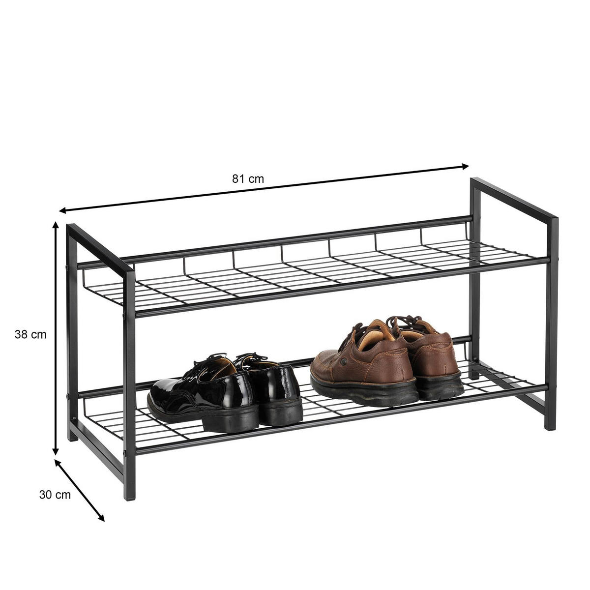 SCHUHREGAL ORDO - Schwarz, Metall (81/38/30cm) - CARO-Möbel