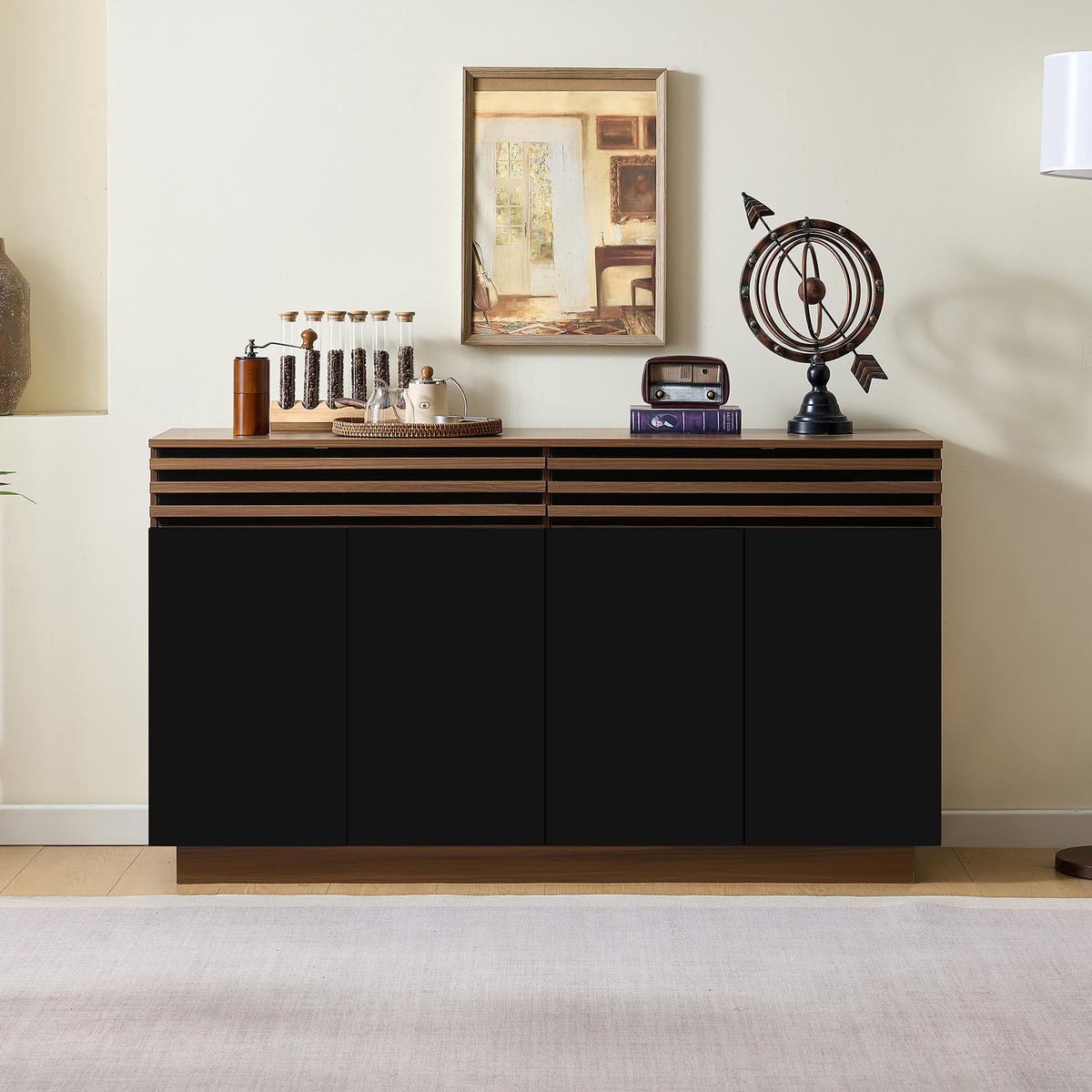 SIDEBOARD 150cm Holzoptik 4 Türen 2 Schubladen modern - Multicolor, Holzwerkstoff (40/85/150cm) - FLIEKS