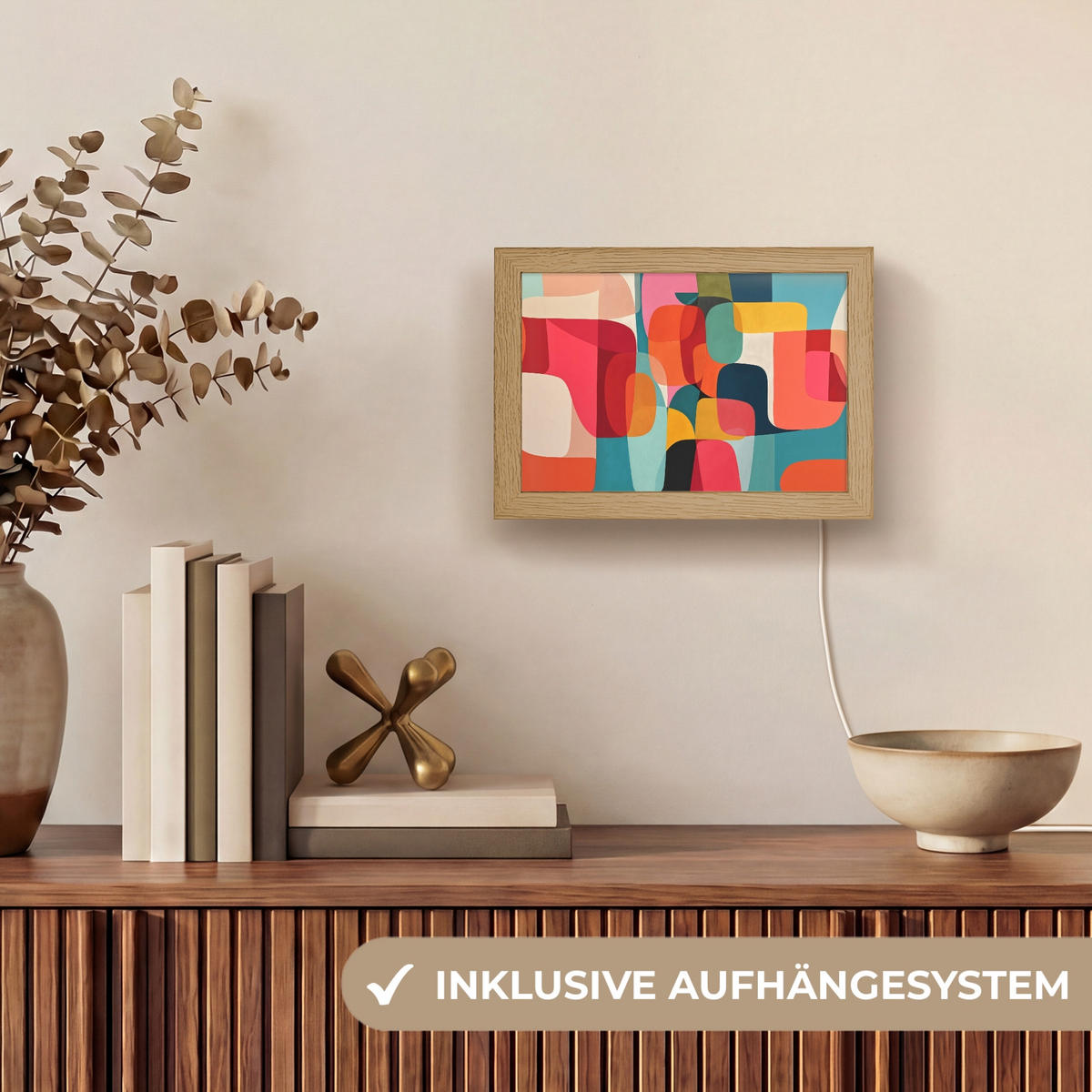 NÁSTĚNNÁ LAMPA Tvary - barevné - abstraktní - letadla 20x15 cm - různobarevná, kompozitní dřevo (20/15/8cm) - OnlyWow