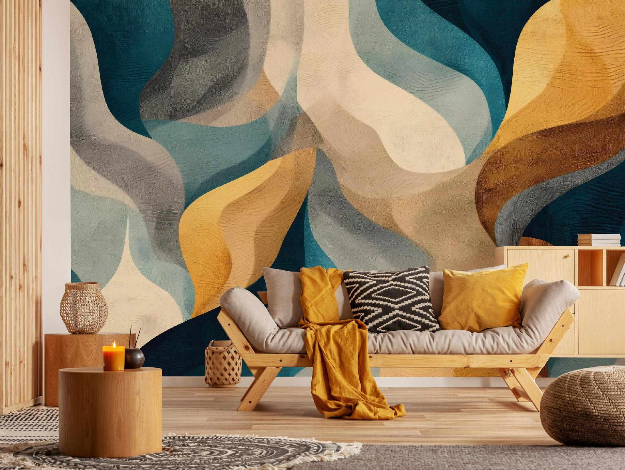 FOTOTAPETE Art Deco Abstrakt Beige 150x105 cm - Multicolor, Papier (150/105cm) - Wallarena