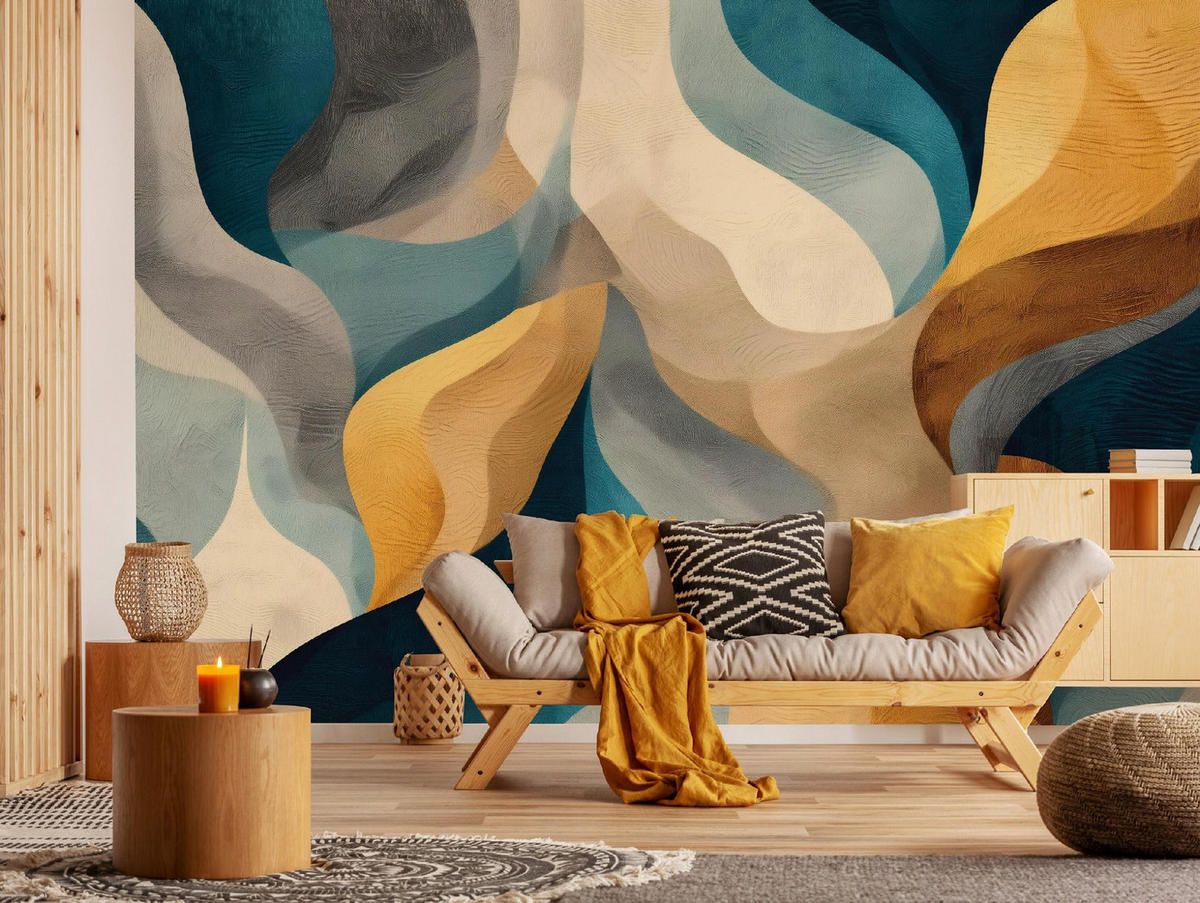 FOTOTAPETE Art Deco Abstrakt Beige 150x105 cm - Multicolor, Papier (150/105cm) - Wallarena