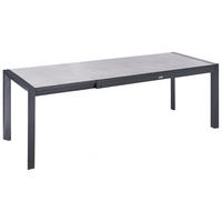AUSZIEHBARER-GARTENTISCH 160/220 cm 90 cm Grau Binasco - Schwarz/Grau, Metall (160/90/75cm) - Beliani