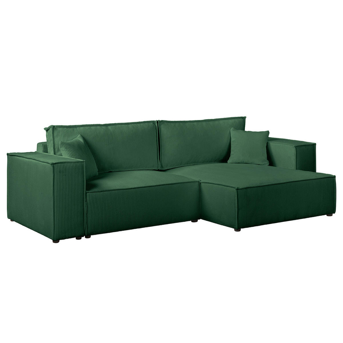 ECKSOFA mit Schlaffunktion - 255 cm - Schwarz/Grün, Kunststoff/Textil (255/148cm) - home24