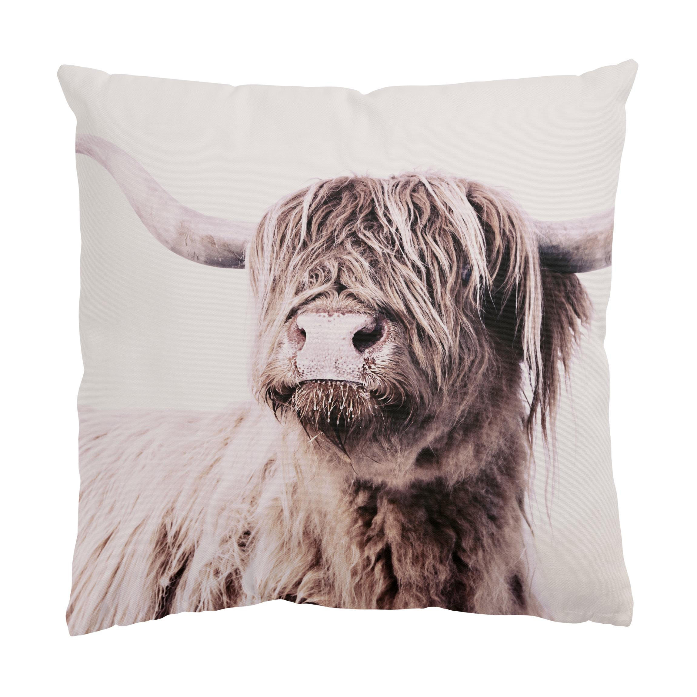 KISSENBEZUG Hochlandrind Frida in Beige 40/40 cm - Eichefarben, Textil (40/40cm) - Bilderwelten