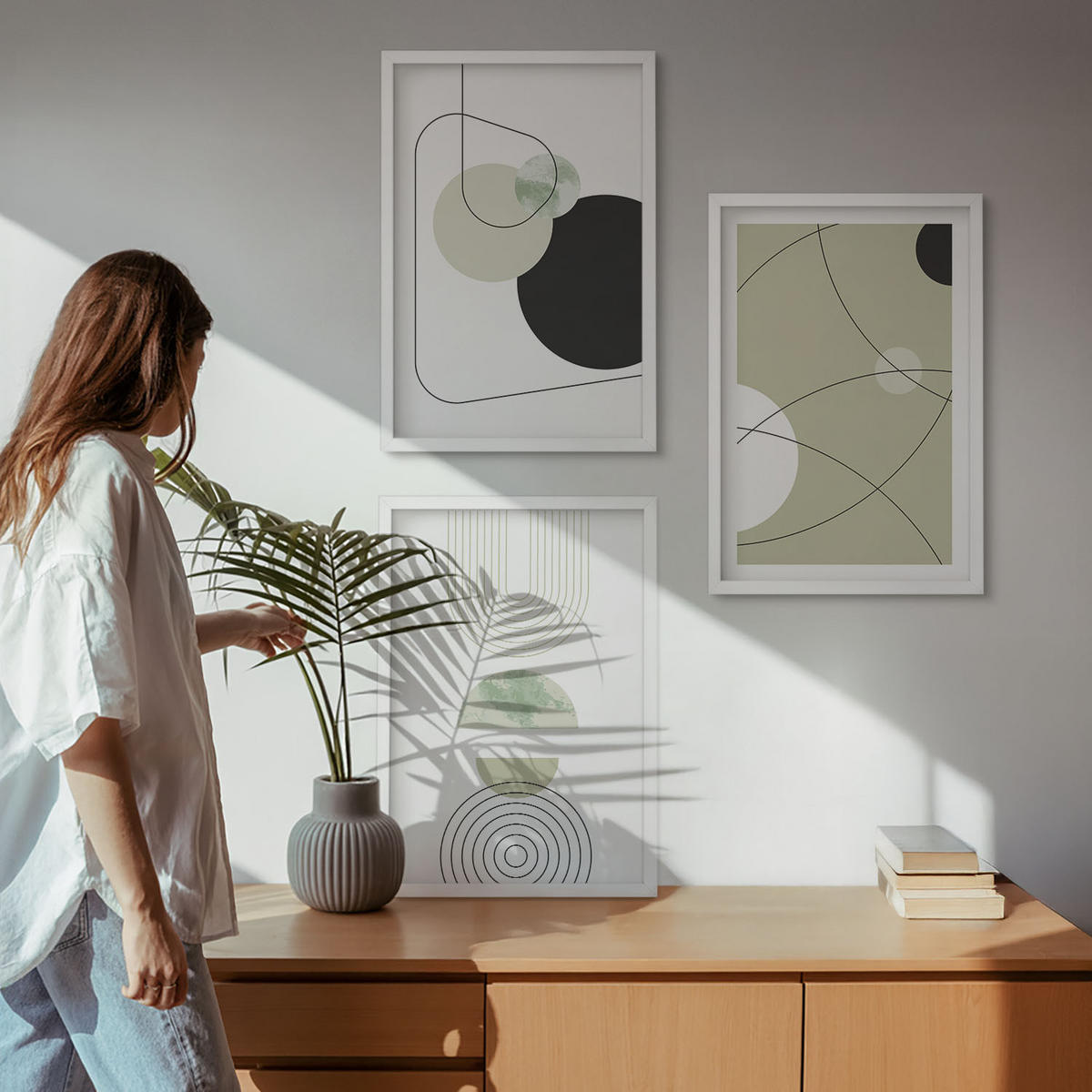 WANDBILDER 3er-Set - 40x60 cm Weißer Rahmen - Abstrakte Formen und Farben - Weiß, Kunststoff (40/60cm) - ArtPrintCave