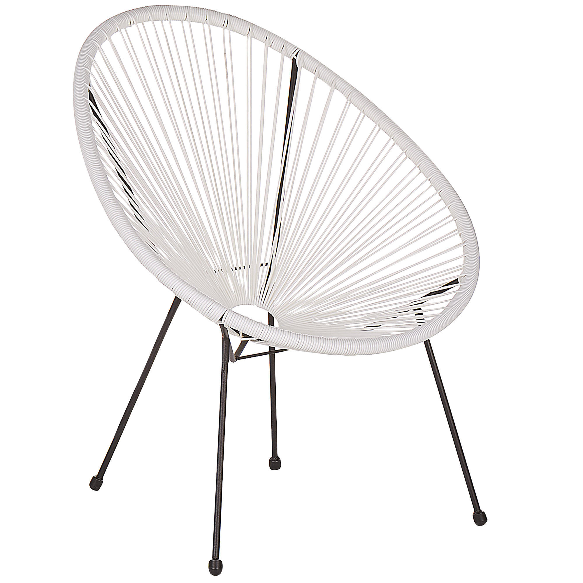 RATTANSTUHL Kunststoff weiß 70 cm Acapulco II - Schwarz/Weiß, Kunststoff (70/85/90cm) - Beliani