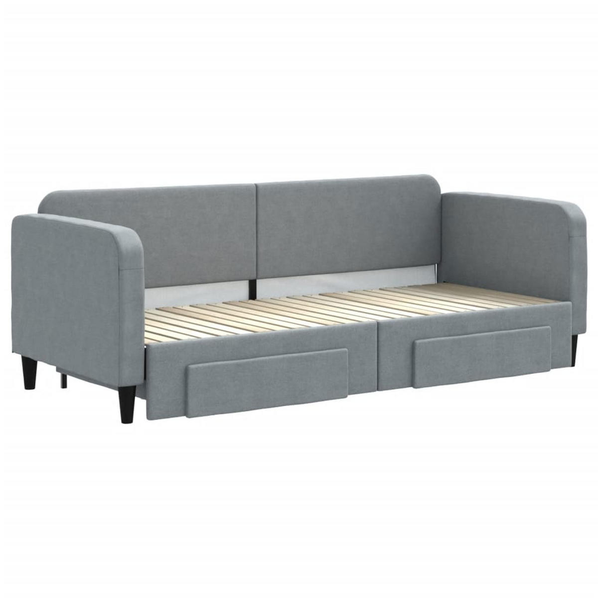 TAGESBETT Ausziehbar mit Schubladen Hellgrau 80x200 cm Stoff - Grau, Textil (170/220cm) - furnicato