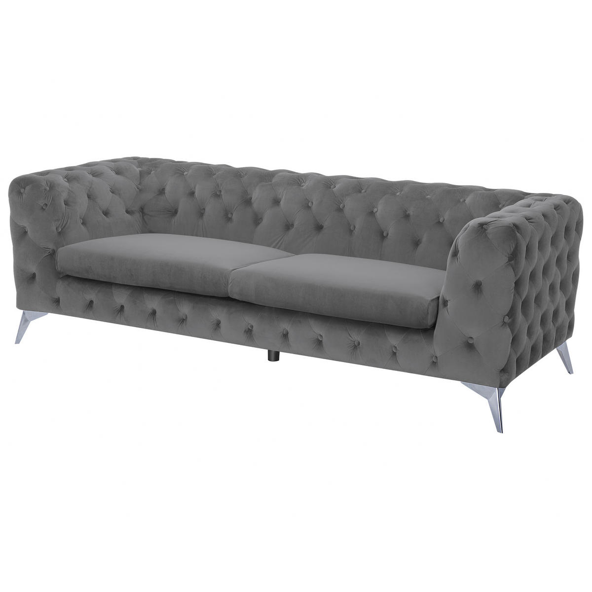 3-SITZER-SOFA Samtstoff Grau Sotra - Grau, Textil (224/70/85cm) - Beliani