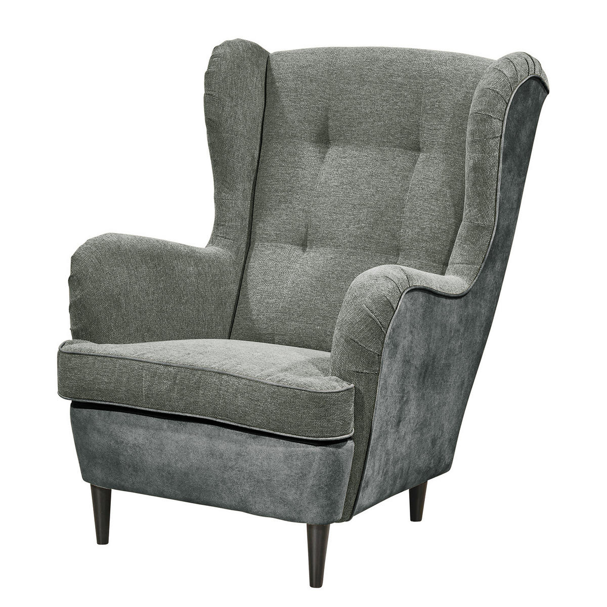SESSEL - Schwarz/Grau, Holzwerkstoff/Buchenholz (78/102/98cm) - home24