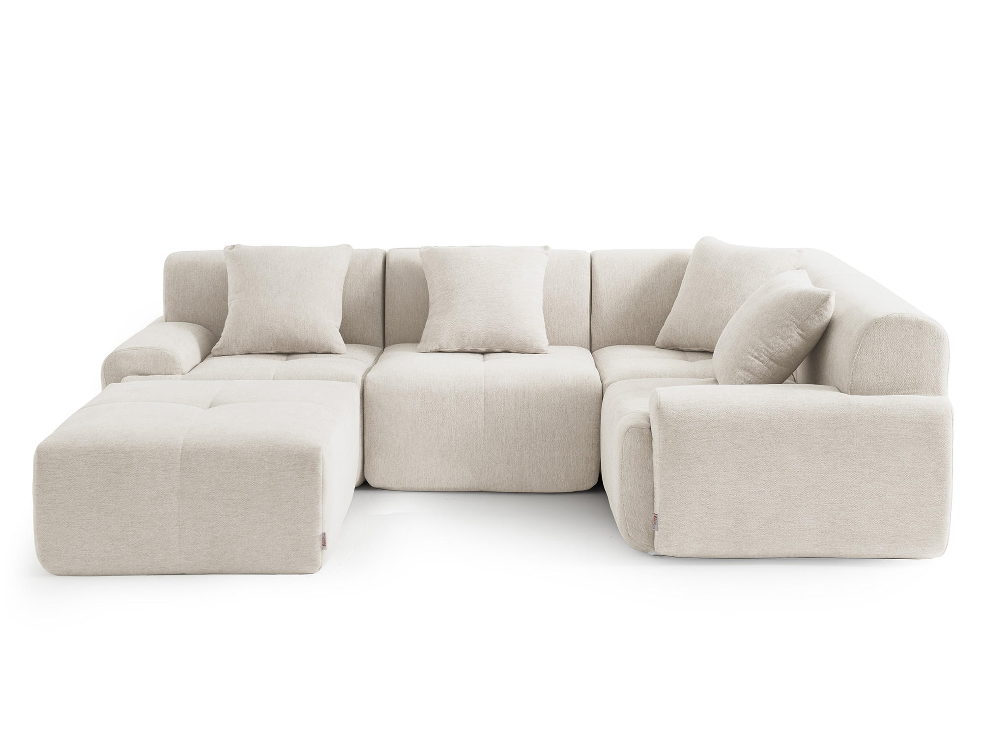 ECKSOFA Chenille Elfenbeinweiß - Creme, Textil (260/190cm) - MILYsofa