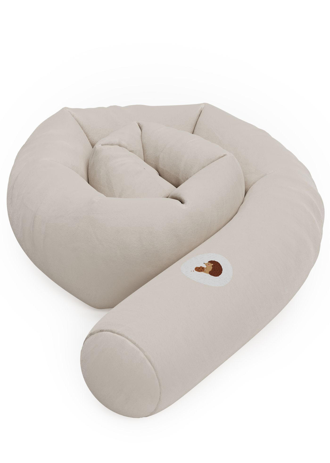 NESTCHENSCHLANGE Cozy "Hungry Hedgehog, Stone" 190 cm Bettschlange - Rot/Grau, Textil (15/190cm) - Sämann – make a difference.
