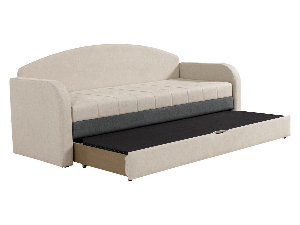 CANAPEA EXTENSIBILA Tenus - bej/turcoaz, material textil/lemn (208/86/76cm) - MIRJAN24