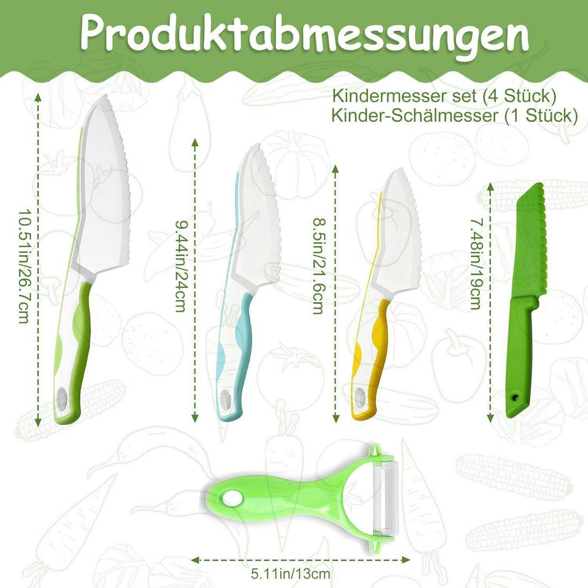 KINDERMESSER Set 5-teilig BPA-frei - Multicolor, Kunststoff