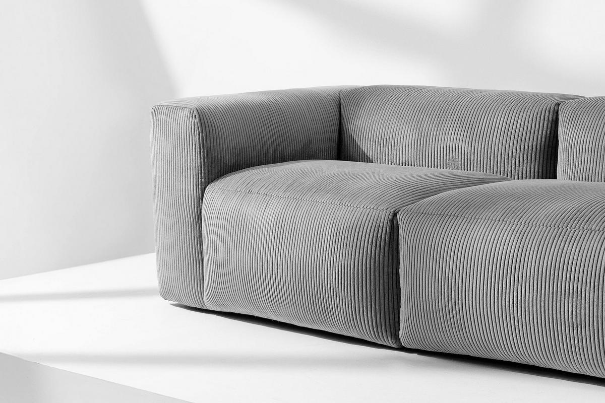 2,5-SITZER-MODULSOFA BUFFO mit extrem weicher und bequemer Sitzfläche, Kordstoff, hellgrau - Hellgrau, Textil (250/73/96cm) - KONSIMO®