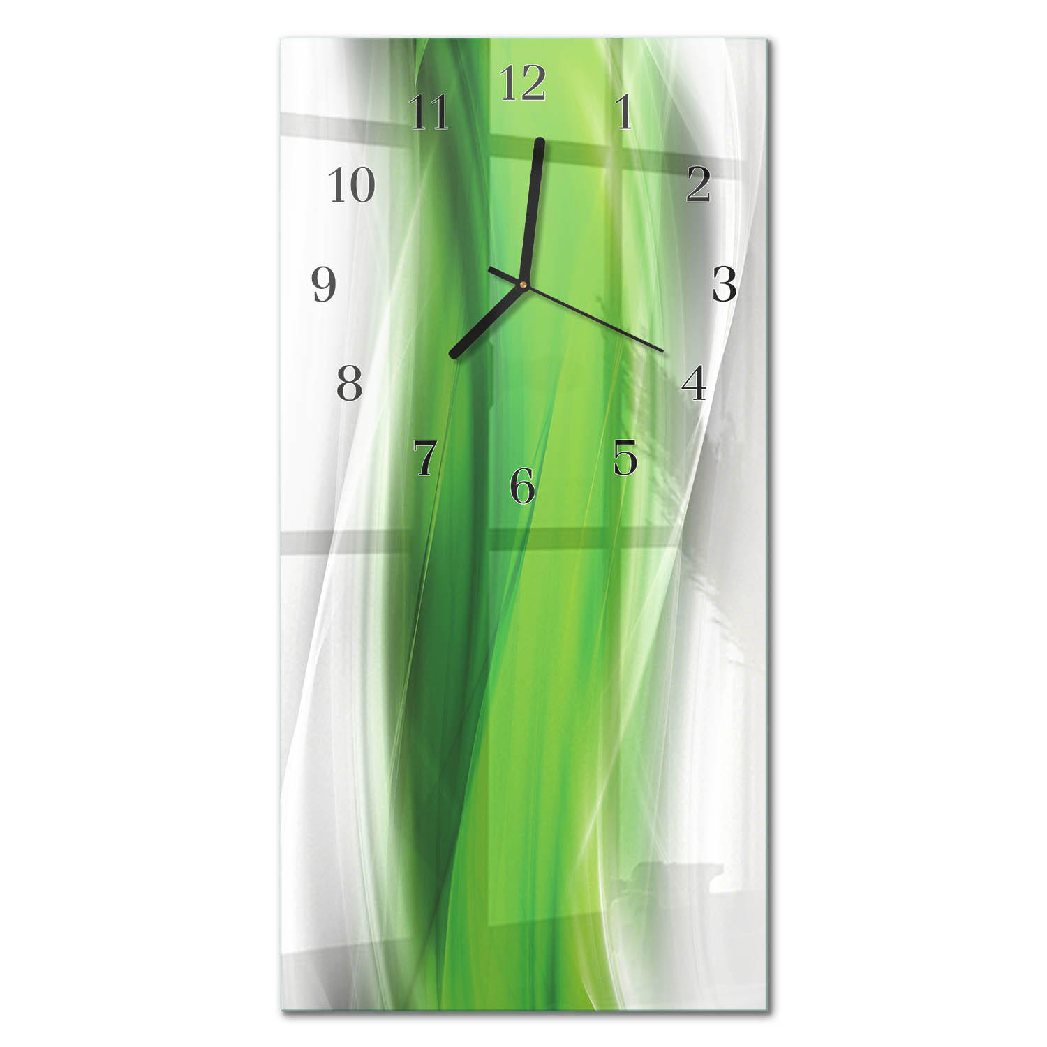 WANDUHR 60x30 cm - Wiese - Grün, Glas (30/60/0.4cm) - TULUP