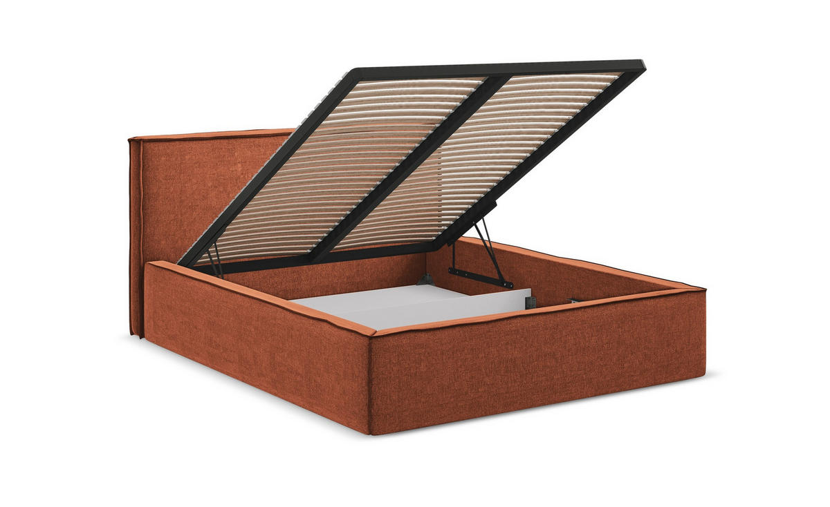 POLSTERBETT mit Bettkasten und Lattenrost 178x238 Grau - Dunkelgrau/Schwarz, Kunststoff/Textil (140/200cm) - Makamii