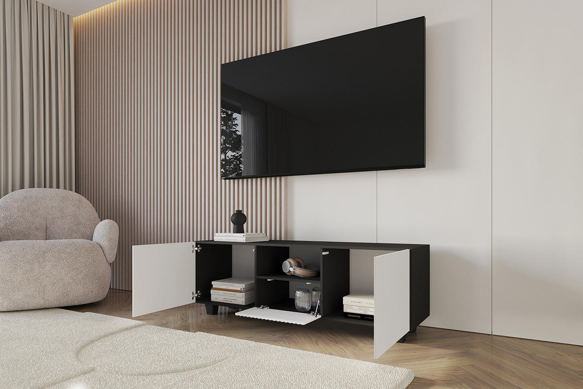 LOWBOARD NOA-2-S 140x50x41 cm - Schwarz / Weiß - Schwarz/Weiß, Holzwerkstoff (140/50/41cm) - ALTDECOR