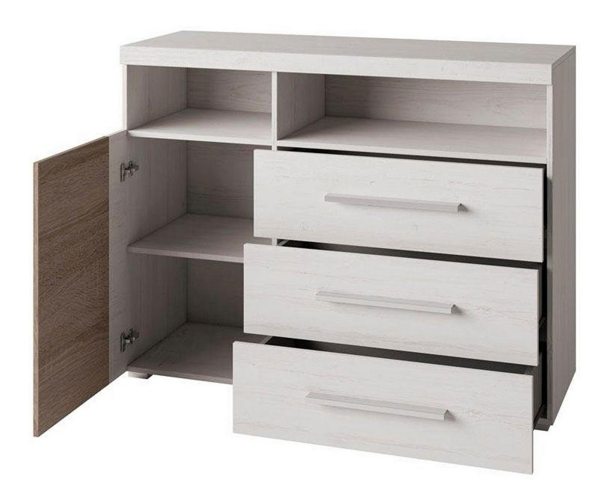 SIDEBOARD Rennes Andersen Pinie / Sonoma Trüffel 120 / 38,5 / 92cm - Multicolor/Weiß, Holzwerkstoff/Kunststoff (120/92/38.5cm) - Feldmann-Wohnen
