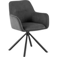 ARMLEHNENSTUHL Cord Grau - Schwarz/Grau, Textil/Metall (58/84/59cm) - CLP