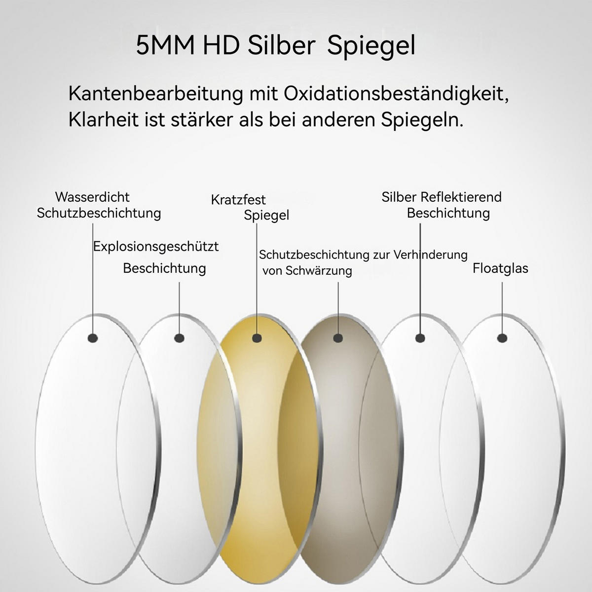 LED Badezimmerspiegel 60x90x3cm Silber, 3 Lichtfarben dimmbar mit Entspiegelung - Silberfarben, Glas (60/90/3cm) - Modfu