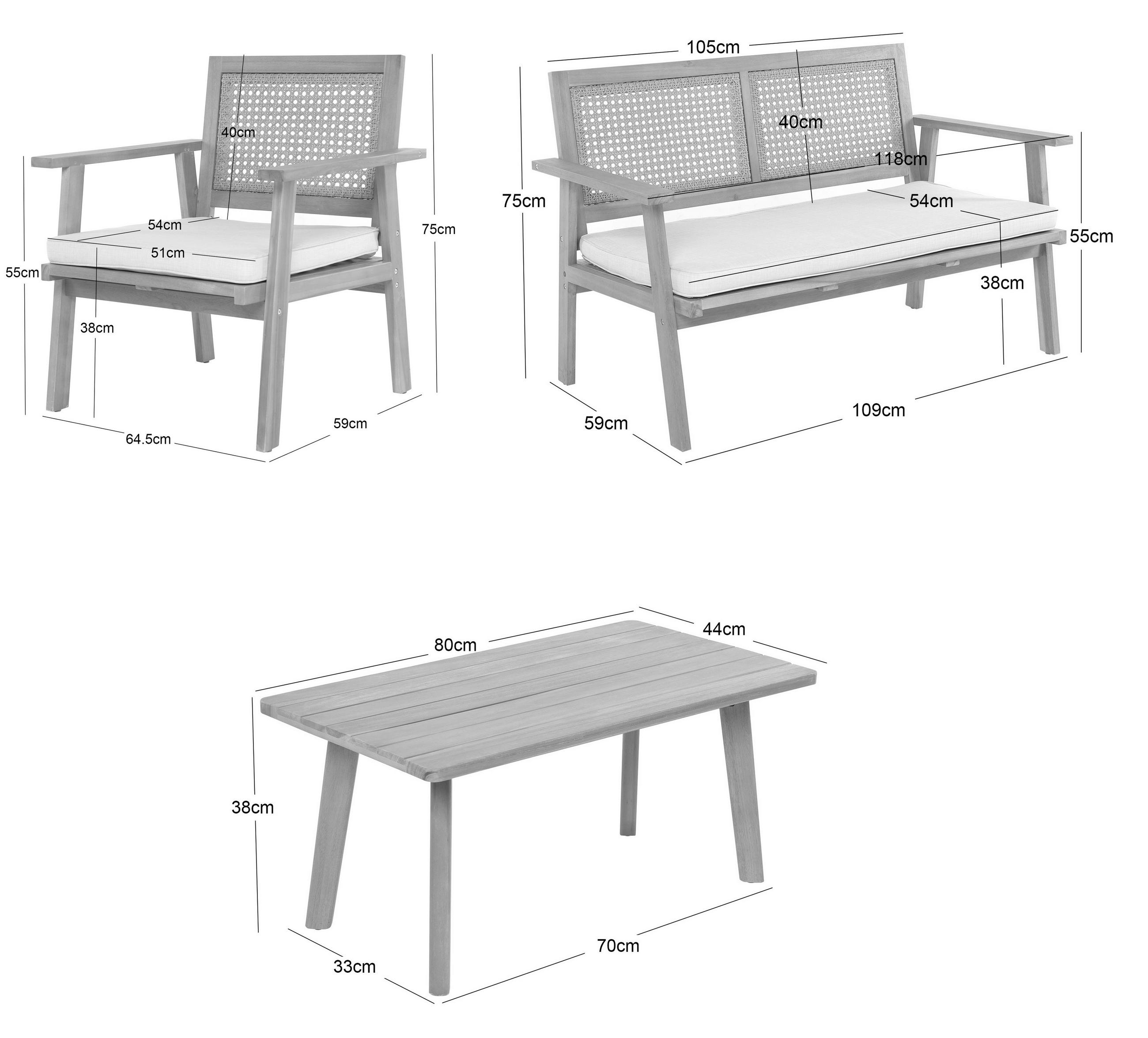 Thumbnail - Nordlys Gartengarnitur, Hellrosa, Holz, Gartenmöbel, Gartenmöbel-Sets