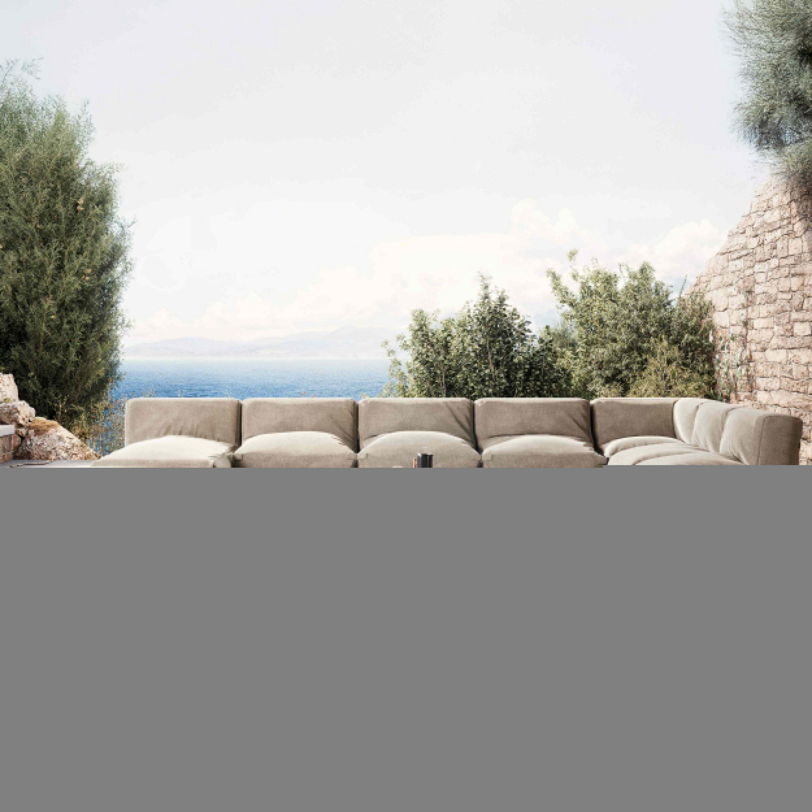 GARTENSOFA 8-tlg., Sandfarbe - Beige, Textil (85/65/160cm) - Oviala