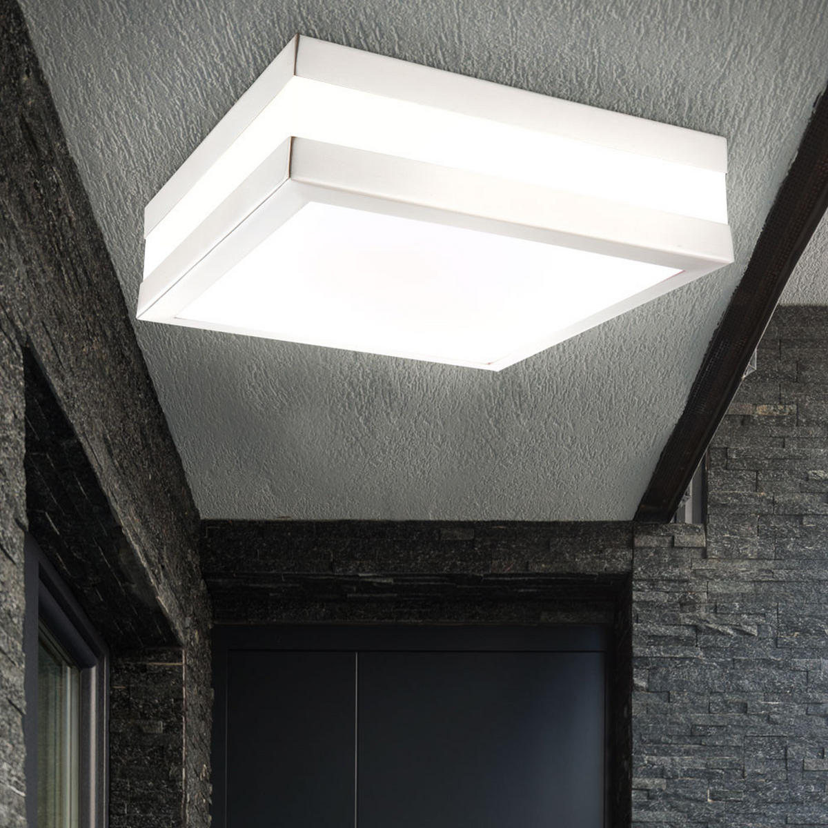 LED AUßENDECKENLEUCHTE Edelstahl Silber CREEK - Silberfarben, Metall (28.5/28.5/8.5cm) - Globo Lighting