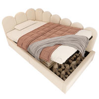 KINDERBETT Polsterbett 90/190 cm aus Samt mit hydraulischem Stauraum Beige - Beige, Textil (90/190cm) - Modenvie