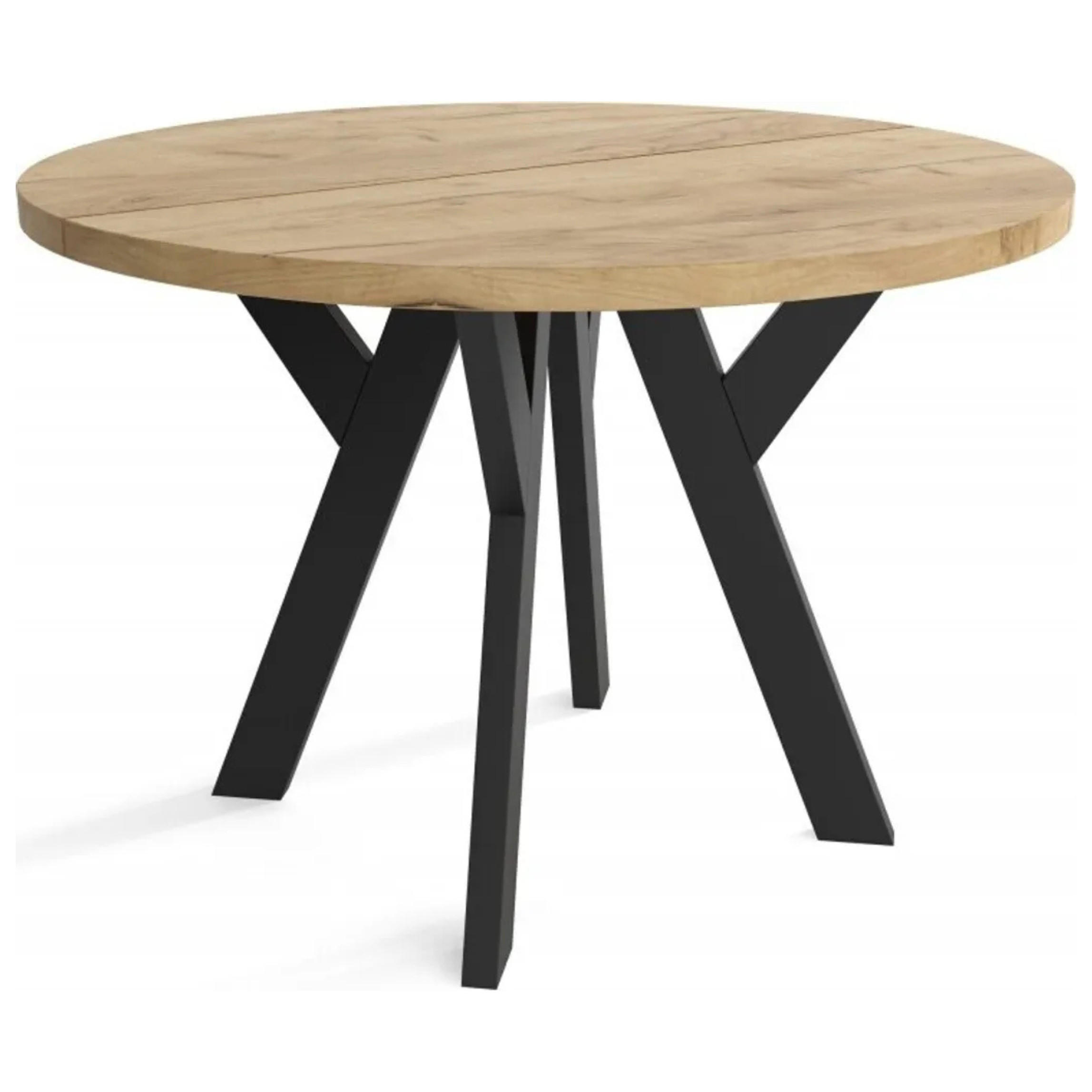 ESSZIMMERTISCH LOFT O, Tisch Durchmesser: 90 cm, Wohnzimmertisch Farbe: CRAFT, mit Holzbeinen in Farbe Schwarz - Schwarz/Braun, Holzwerkstoff (90/90/76cm) - Sepro Meble