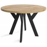 ESSZIMMERTISCH LOFT O, Tisch Durchmesser: 90 cm, Wohnzimmertisch Farbe: CRAFT, mit Holzbeinen in Farbe Schwarz - Schwarz/Braun, Holzwerkstoff (90/90/76cm) - Sepro Meble