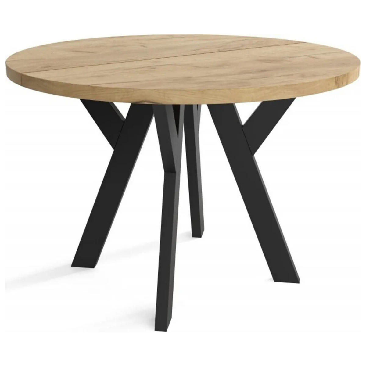 ESSZIMMERTISCH LOFT O, Tisch Durchmesser: 90 cm, Wohnzimmertisch Farbe: CRAFT, mit Holzbeinen in Farbe Schwarz - Schwarz/Braun, Holzwerkstoff (90/90/76cm) - Sepro Meble