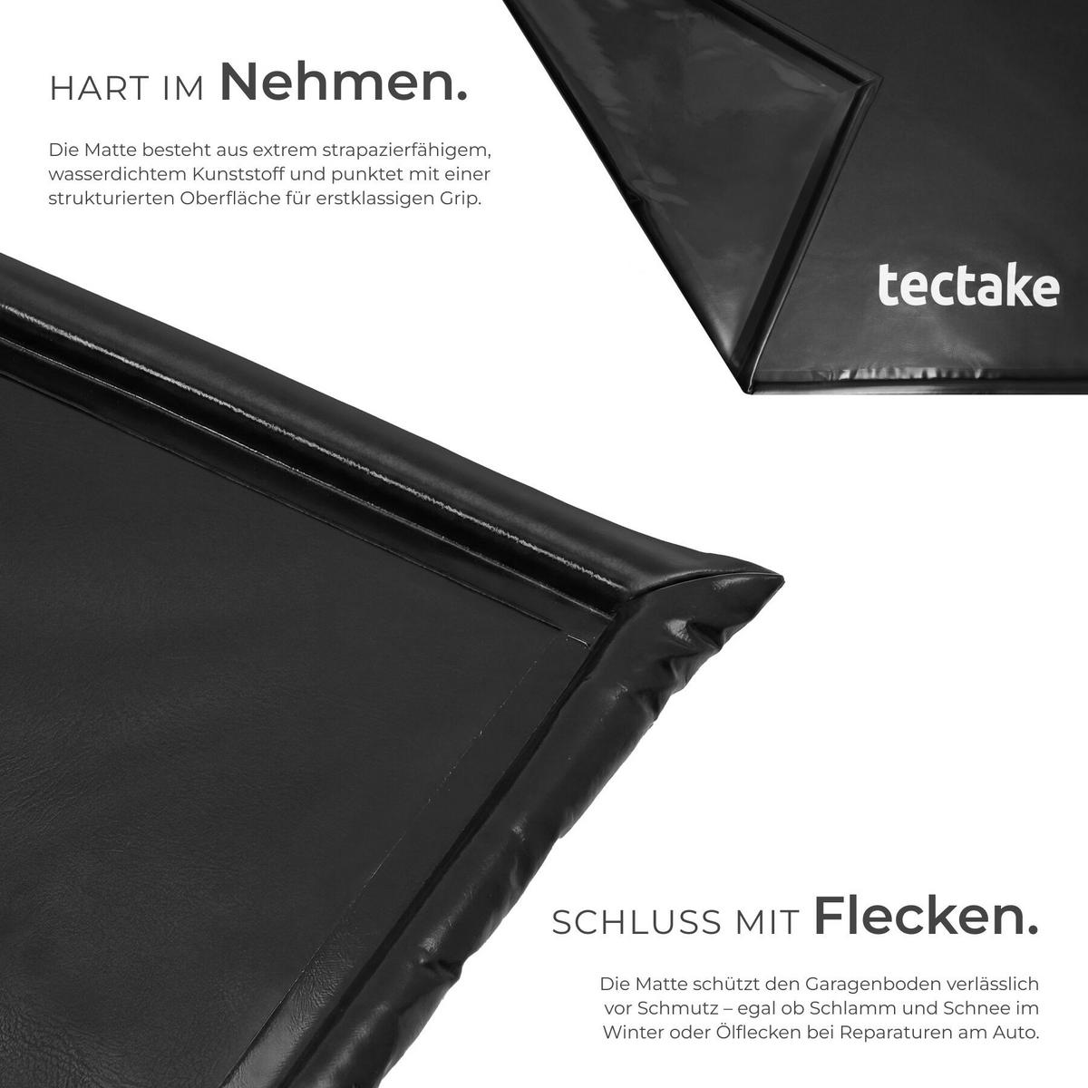 GARAGENBODENMATTE , inklusive ausziehbarem Abzieher, schwarz - Schwarz, Kunststoff (260/610cm) - tectake