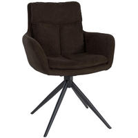 ARMLEHNENSTUHL Stoff Braun - Schwarz/Braun, Textil/Metall (60/88/65cm) - CLP