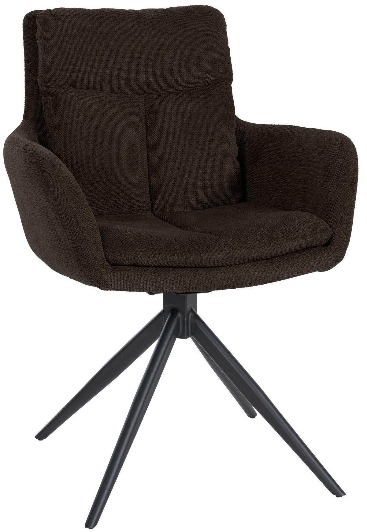 ARMLEHNENSTUHL Stoff Braun - Schwarz/Braun, Textil/Metall (60/88/65cm) - CLP