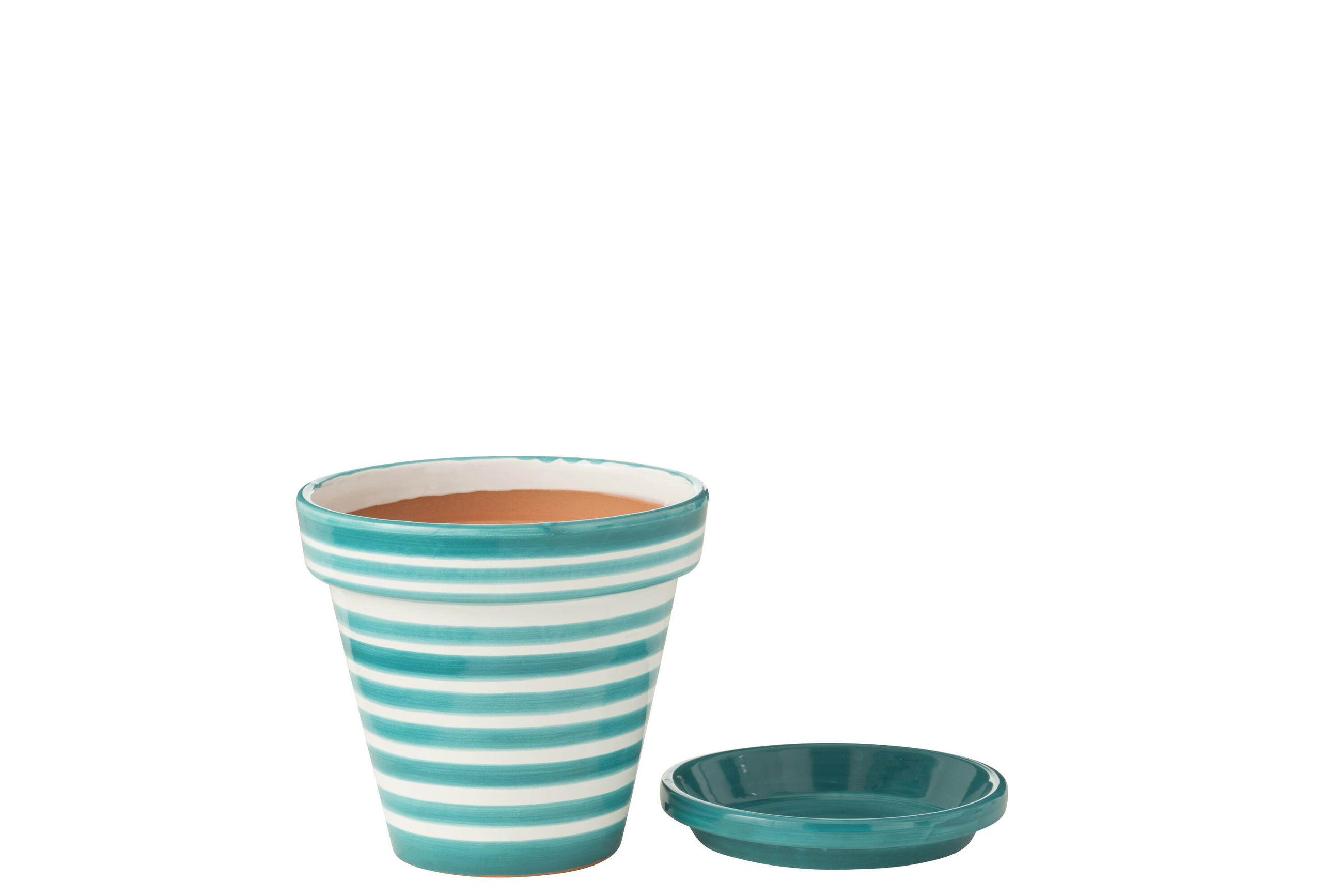 BLUMENTOPF GRANADA STRIPES - Töpferei - Aqua - M - Ø 27 cm - Multicolor, Keramik (27/25cm) - J-Line