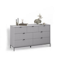 SIDEBOARD Aterno Grau 42 x 81 cm mit 7 Schubladen - Grau, Holzwerkstoff (42/81/140cm) - Livinity®