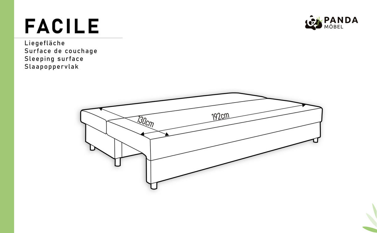 SCHLAFSOFA Facile mit Bettkasten – Moderne 2-in-1 Couch mit Stauraum, blau - Blau, Holz (194/48/71cm) - Panda Möbel