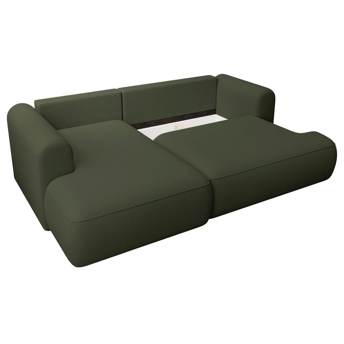 ROHOVÁ rozkládací pohovka Ovo Mini olivově zelená, sametový potah Easy-Clean - černá/olivově zelená, textil/plast (238/156cm) - Selsey