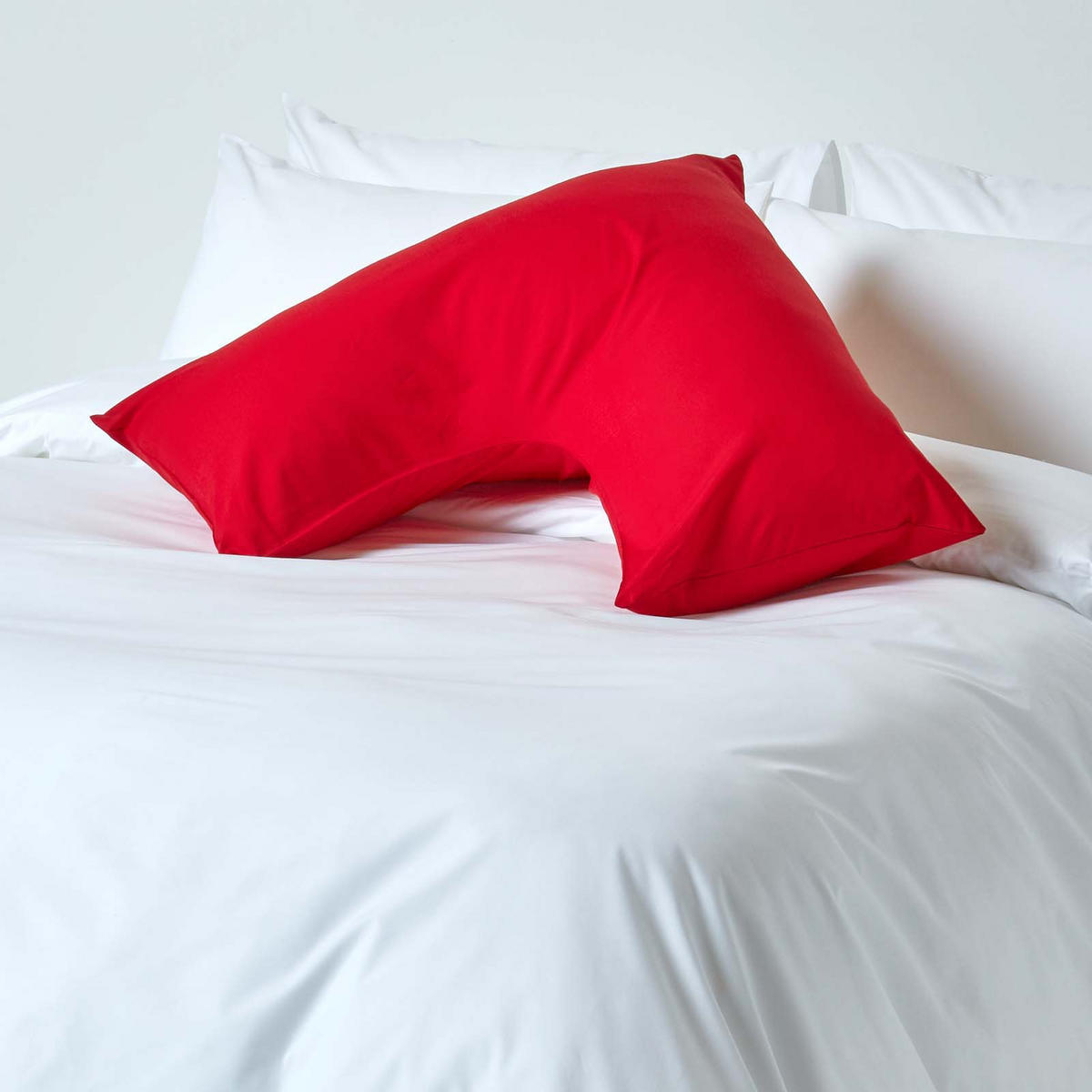 KISSENBEZUG für V-Form-Kissen, Perkal, Fadendichte 200 - Rot, Textil (38/76cm) - Homescapes