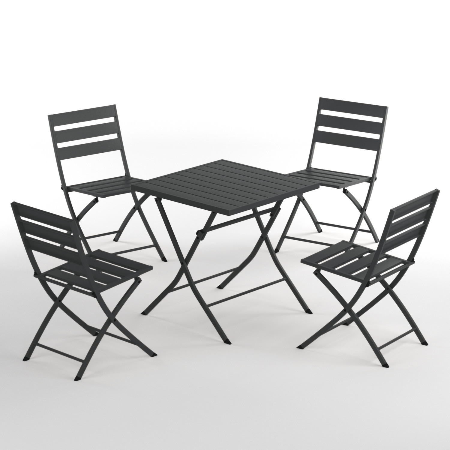 GARTENESSGRUPPE - 5-teilig - Stahl - Salbei - Anthrazit, Metall - home24