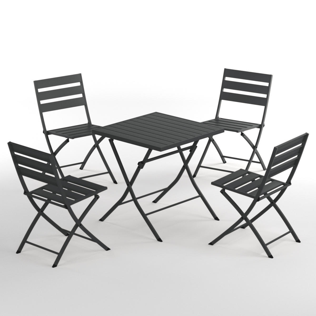 GARTENESSGRUPPE - 5-teilig - Stahl - Salbei - Anthrazit, Metall - home24