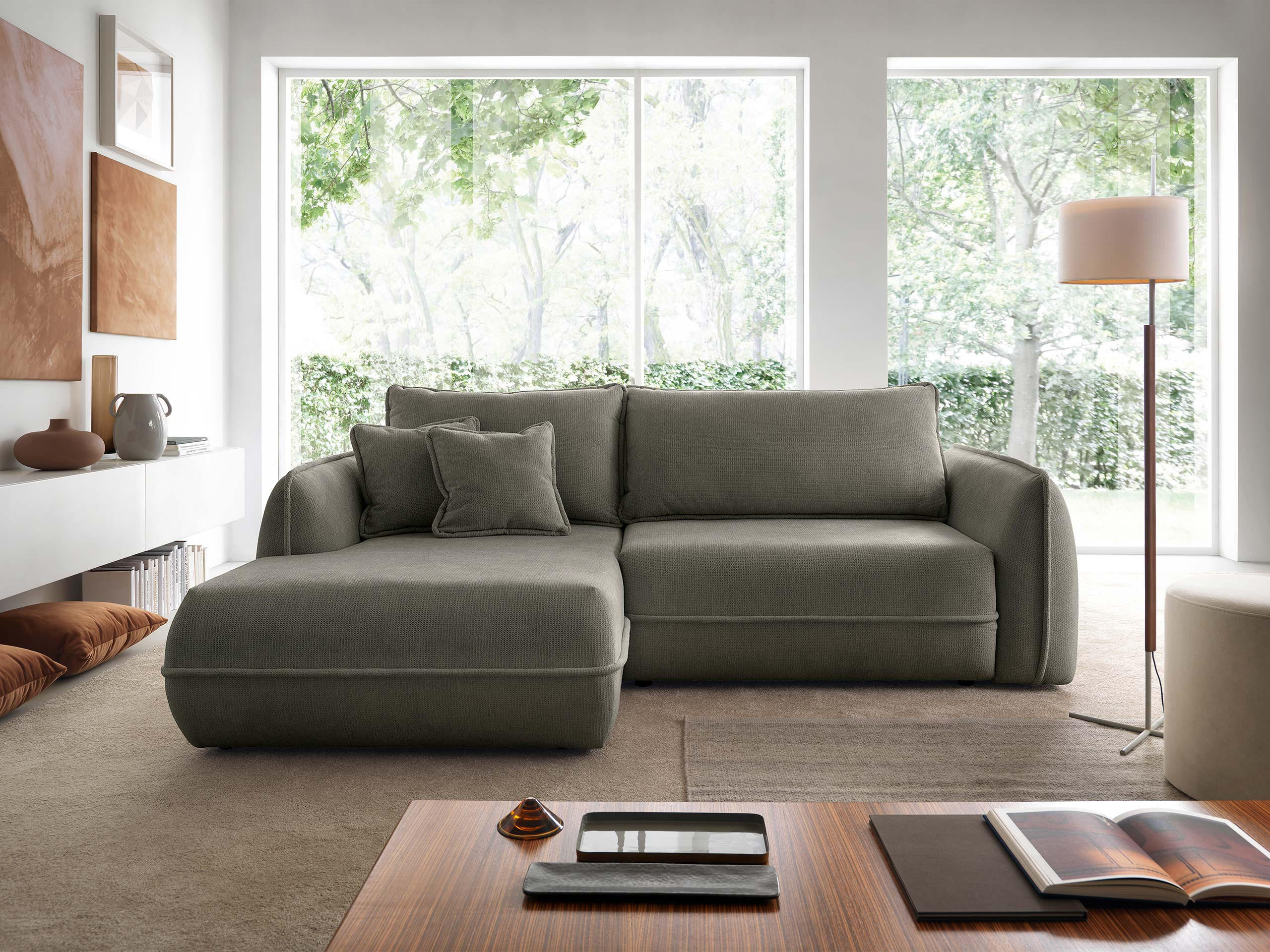 ECKSOFA Moho, Seite: Links - Schwarz/Braun, Holz/Kunststoff (254/162cm) - MIRJAN24